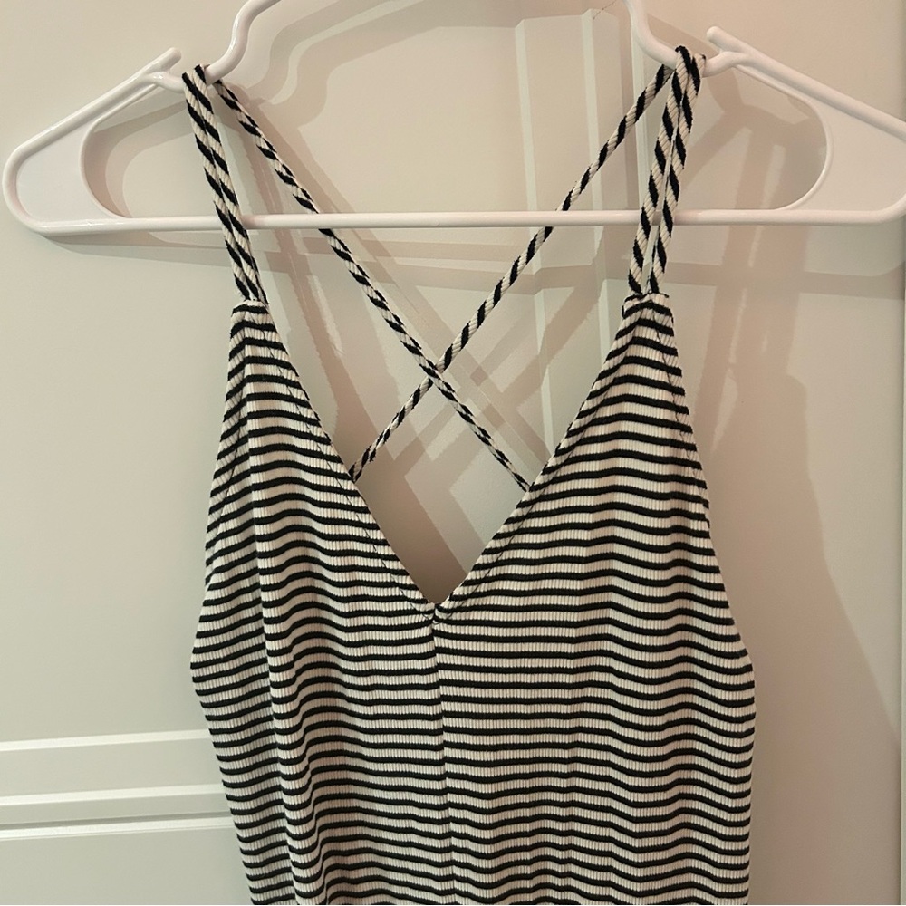 Abound Black and White Striped Romper